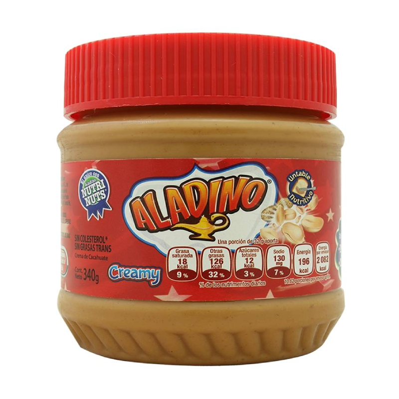 ALADINO CREMA DE CACAHUATE CREMOSA 12/340G - Producto de Abarrotes Varios en Super La Bodeguita